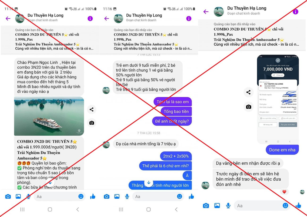 Tưởng được mua voucher nghỉ dưỡng du thuyền Hạ Long siêu giảm giá, vị khách bị lừa với thủ đoạn cực đơn giản thông qua tài khoản ngân hàng - Ảnh 3.