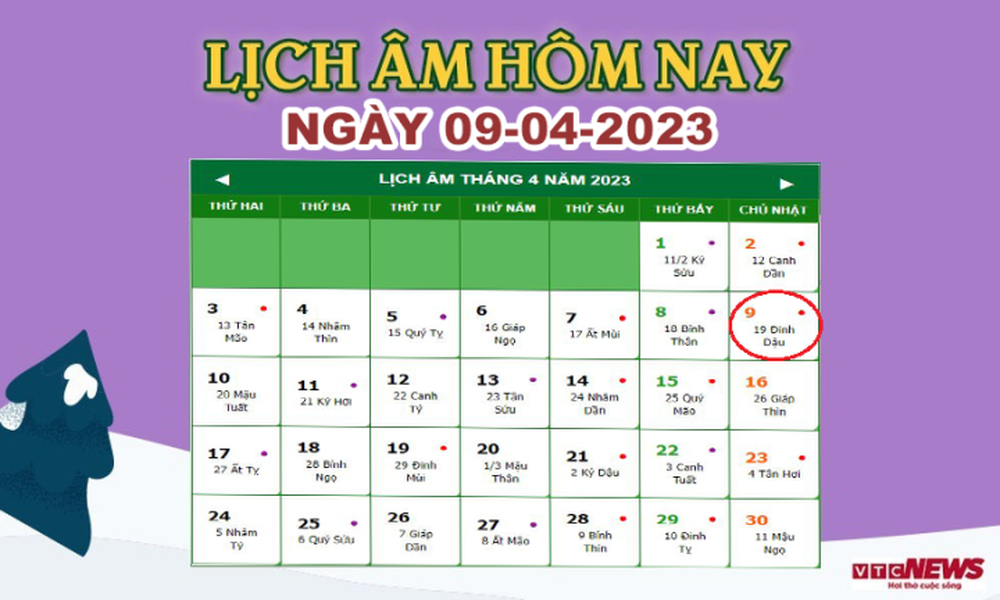 Lịch âm 9/4 – Âm lịch hôm nay 9/4 chính xác nhất - lịch vạn niên 9/4/2023 - Ảnh 1.