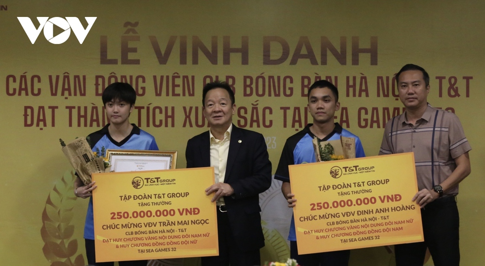 Bầu Hiển thưởng lớn cho VĐV bóng bàn giành HCV lịch sử ở SEA Games 32 - Ảnh 1.