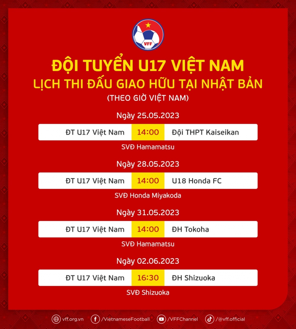 U17 Việt Nam chốt lịch thi đấu giao hữu tại Nhật Bản - Ảnh 2.