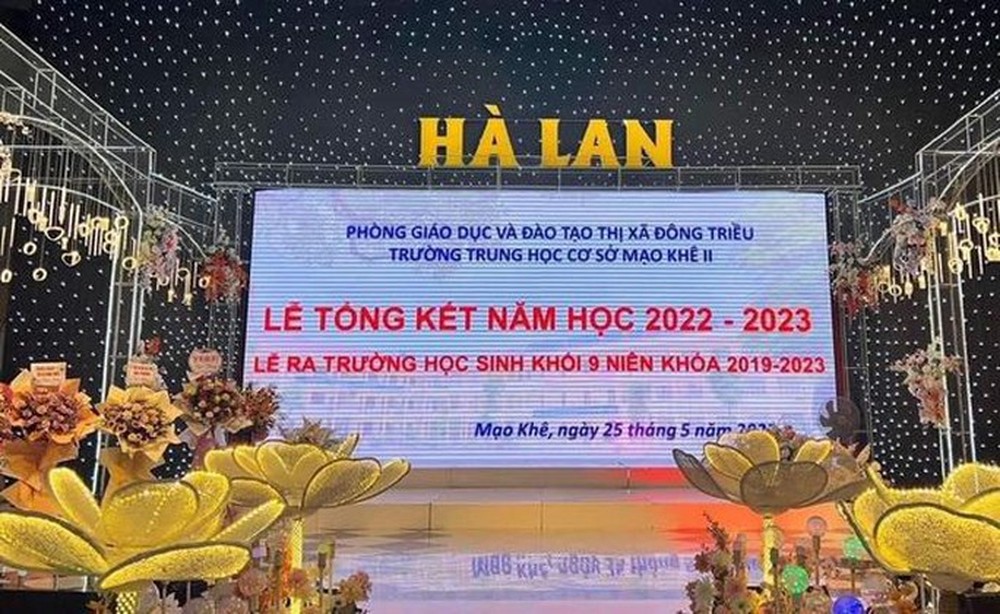 Xôn xao hình ảnh lễ tổng kết năm học hoành tráng - Ảnh 2.