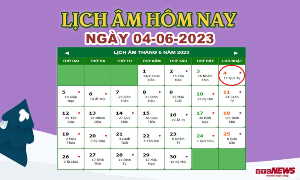 Lịch âm 4/6 – Âm lịch hôm nay 4/6 chính xác nhất - lịch vạn niên 4/6/2023 - Ảnh 1.