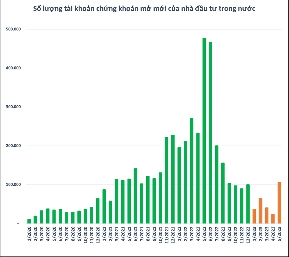 Nhà đầu tư trong nước mở mới hơn 100.000 tài khoản trong tháng 5, mức cao nhất trong vòng 9 tháng - Ảnh 2.