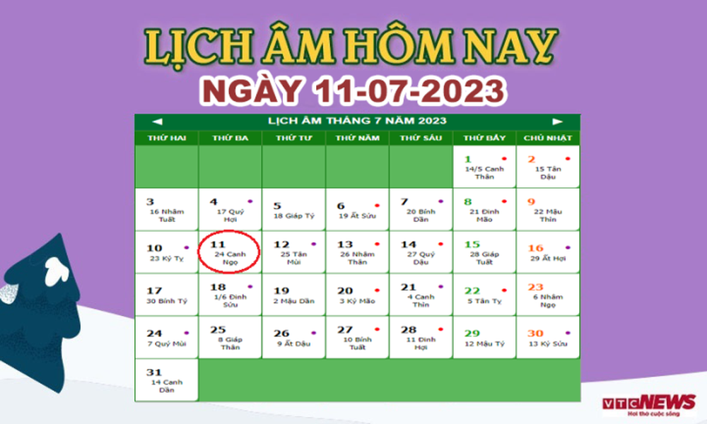 Lịch âm 11/7 – Âm lịch hôm nay 11/7 chính xác nhất - lịch vạn niên 11/7/2023 - Ảnh 1.