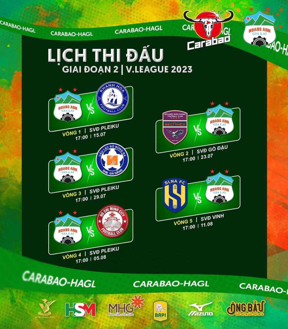 Lịch thi đấu của HAGL ở giai đoạn 2 V-League 2023 - Ảnh 1.