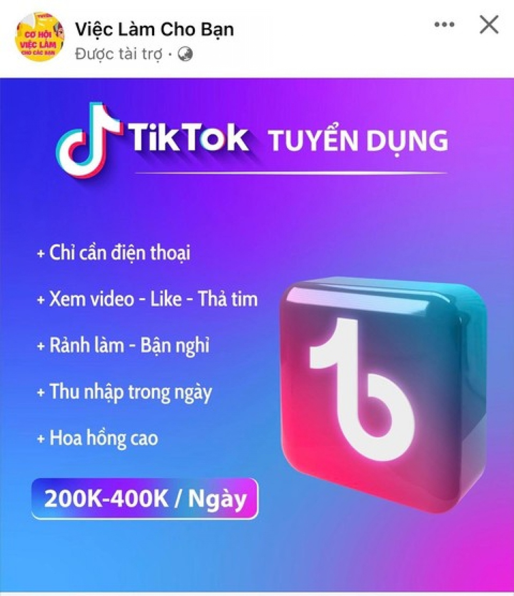 Mất gần 700 triệu đồng vì tin lời quảng cáo “lướt Tiktok, kiếm thu nhập - Ảnh 1.