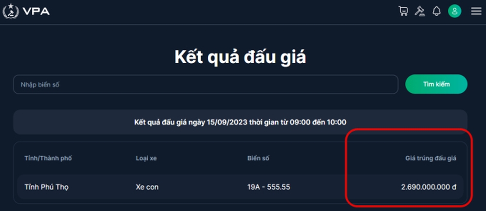 Phiên đấu giá biển số xe ô tô đầu tiên: Biển ngũ quý 5 đã có chủ với giá trúng gần 2,7 tỷ đồng - Ảnh 1.