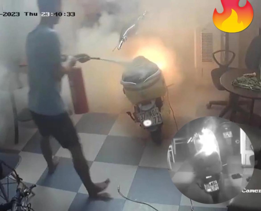 Camera vụ cháy xe điện ở Nghệ An, chủ nhà mách nước kỹ năng dập lửa đơn giản - Ảnh 3.