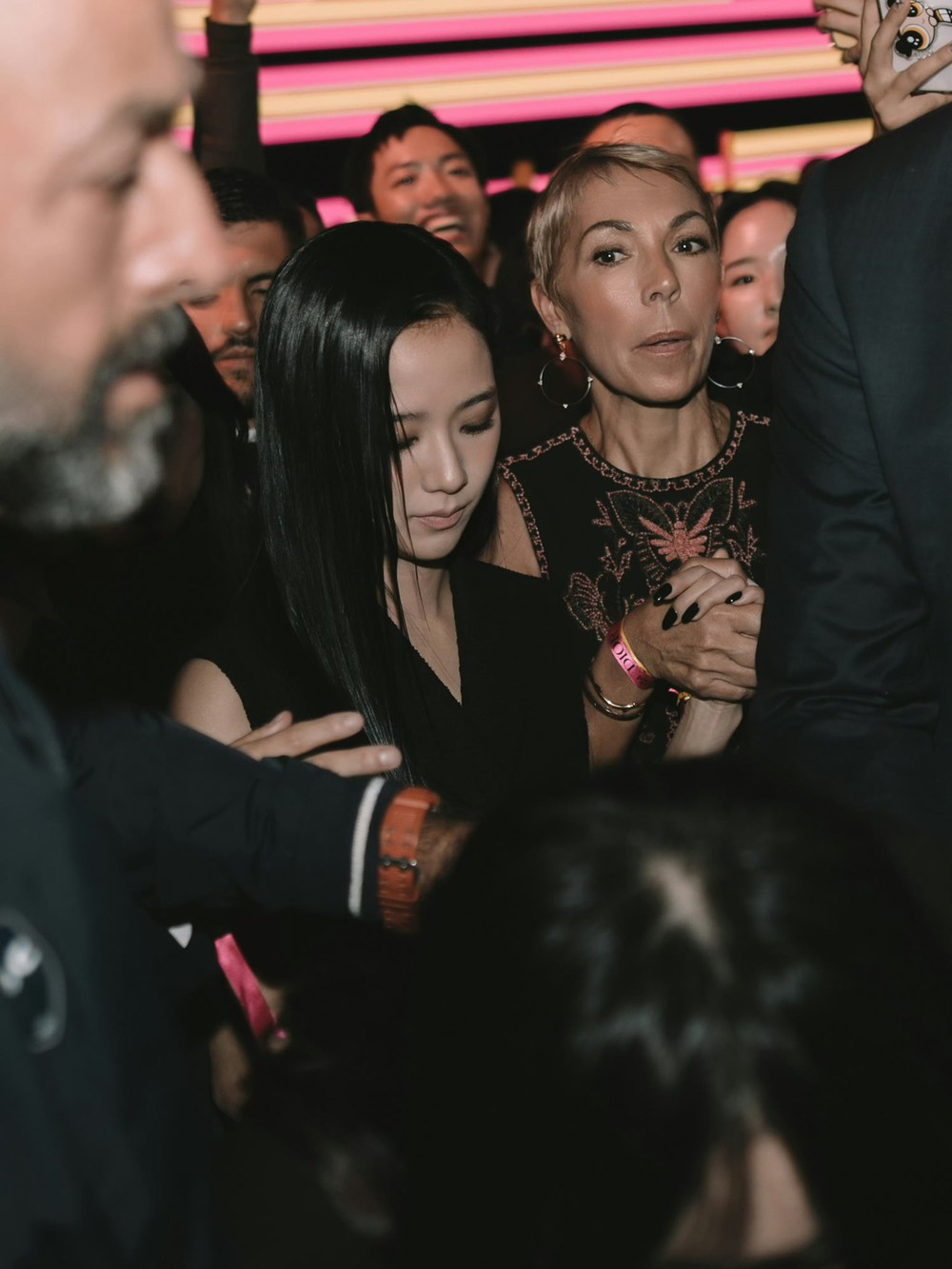 Jisoo, Delphine Arnault, Charlize Theron, Bernard Arnault at Dior