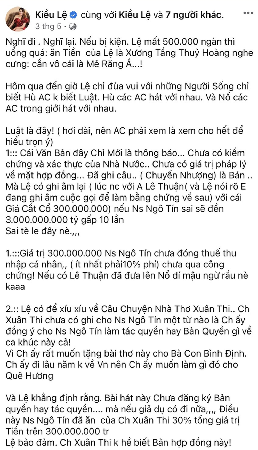 Công an vào cuộc vụ một nhạc sĩ ở Mỹ đề nghị xử lý hình sự ca sĩ Kiều Lệ - Ảnh 1.