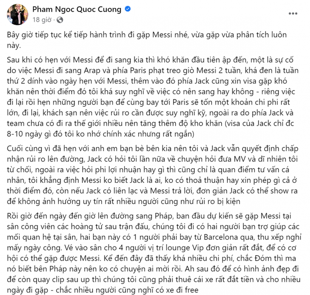 Messi trong MV của Jack: Hủy họp báo giữa doanh nhân Phạm Ngọc Quốc Cường và Jack - Ảnh 2.