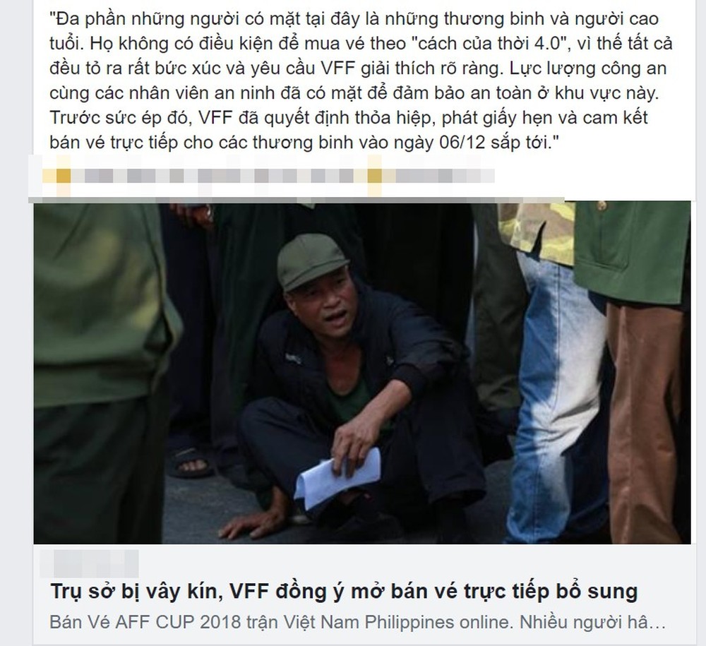 Hình ảnh nổi cộm trên MXH hôm nay: Các thương binh lao xe vào trụ sở VFF, ăn cơm tại ‘trận’ để đòi mua vé chung kết AFF Cup - Ảnh 1.