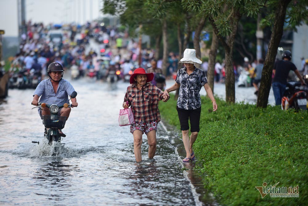 Hàng trăm người Sài Gòn oằn lưng gia cố bờ bao vỡ do triều cường - Ảnh 11.
