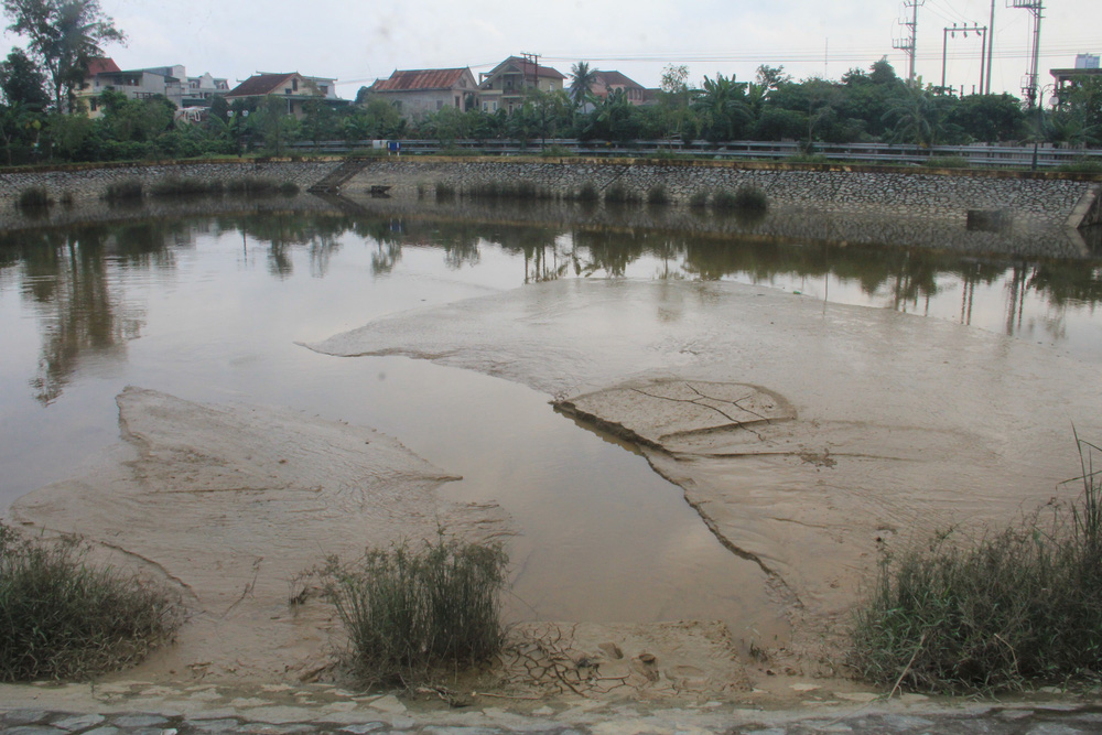 Phát hiện nhà máy nước xả bùn thải phủ kín mặt hồ điều hòa ở Nghệ An - Ảnh 1.