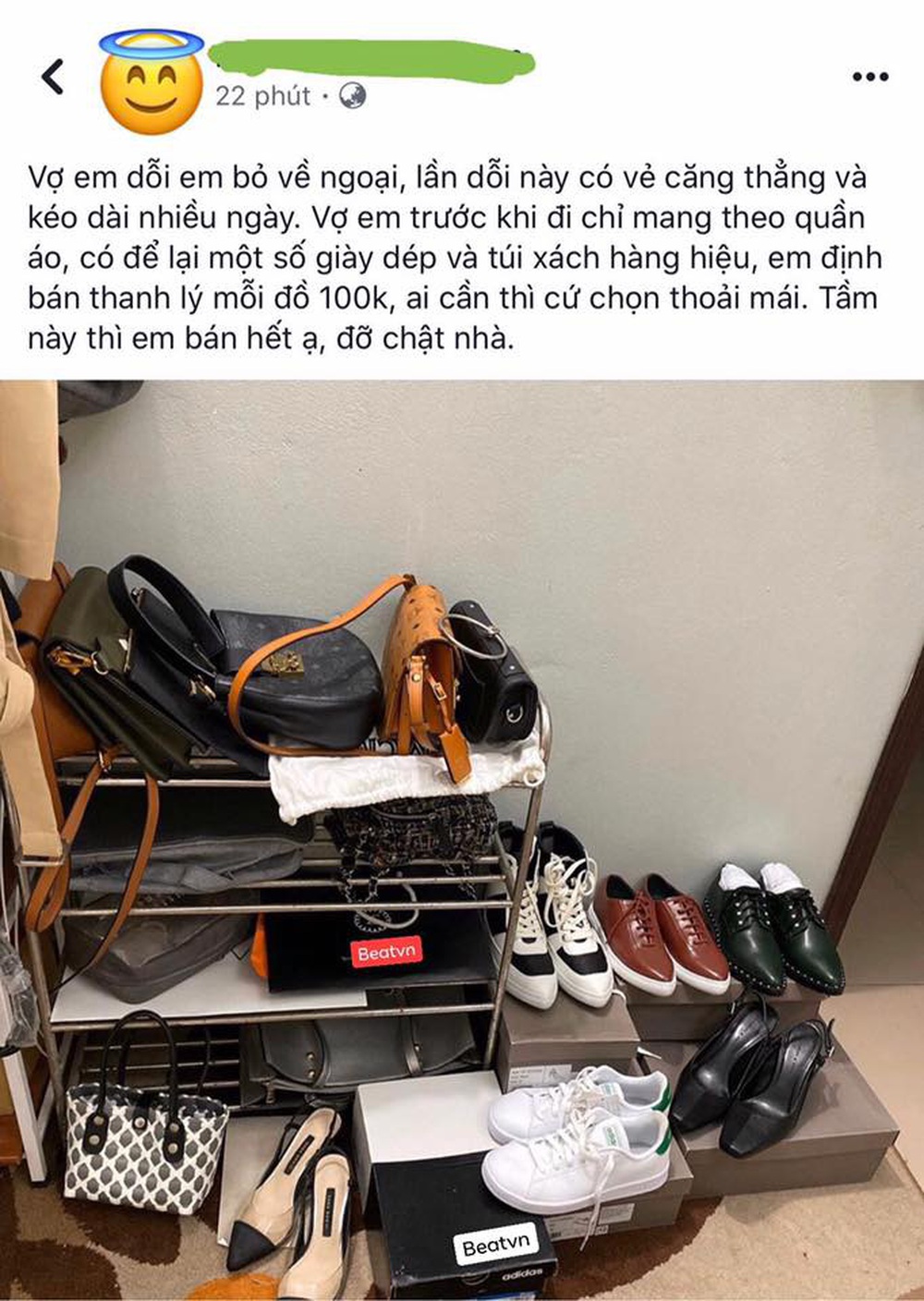 Vợ dỗi bỏ về ngoại, chồng tung chiêu độc: Mang túi xách, giày dép hàng hiệu ra thanh lý giá bèo - Ảnh 1.