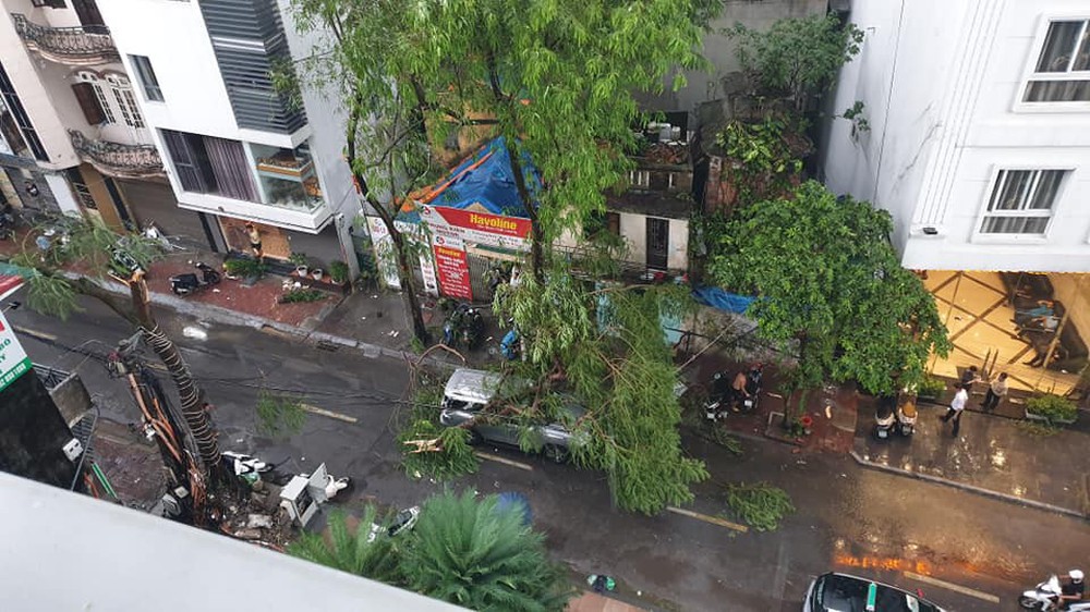 Mưa giông dữ dội từ cuối chiều ở Hà Nội, 1 nam thanh niên bị cây si đổ trúng tử vong - Ảnh 25.