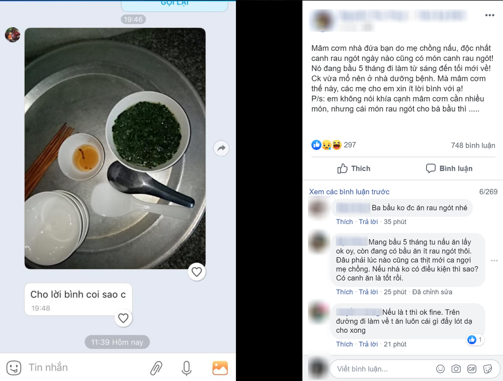 Hãi hùng mâm cơm mẹ chồng nấu cho nàng dâu bầu 5 tháng, nhưng chị em lại phản ứng bất ngờ trước bát canh rau ngót - Ảnh 1.