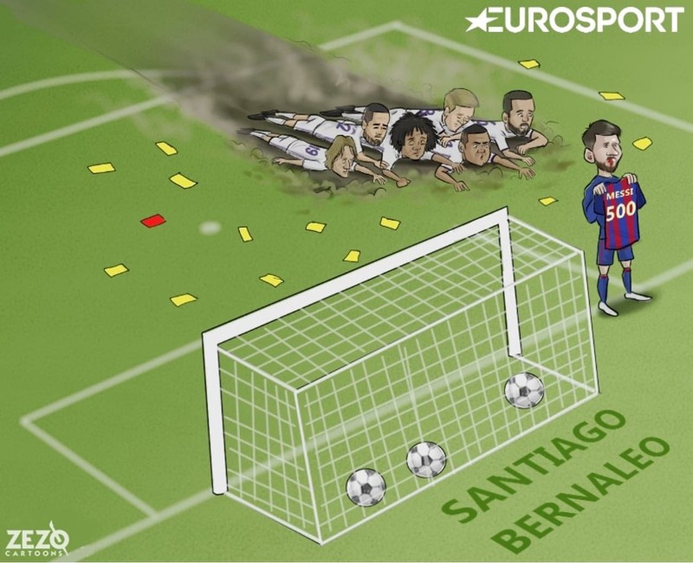 Biếm họa 24h: Lionel Messi và màn ăn mừng khiến Ronaldo phải chết lặng - Ảnh 1.