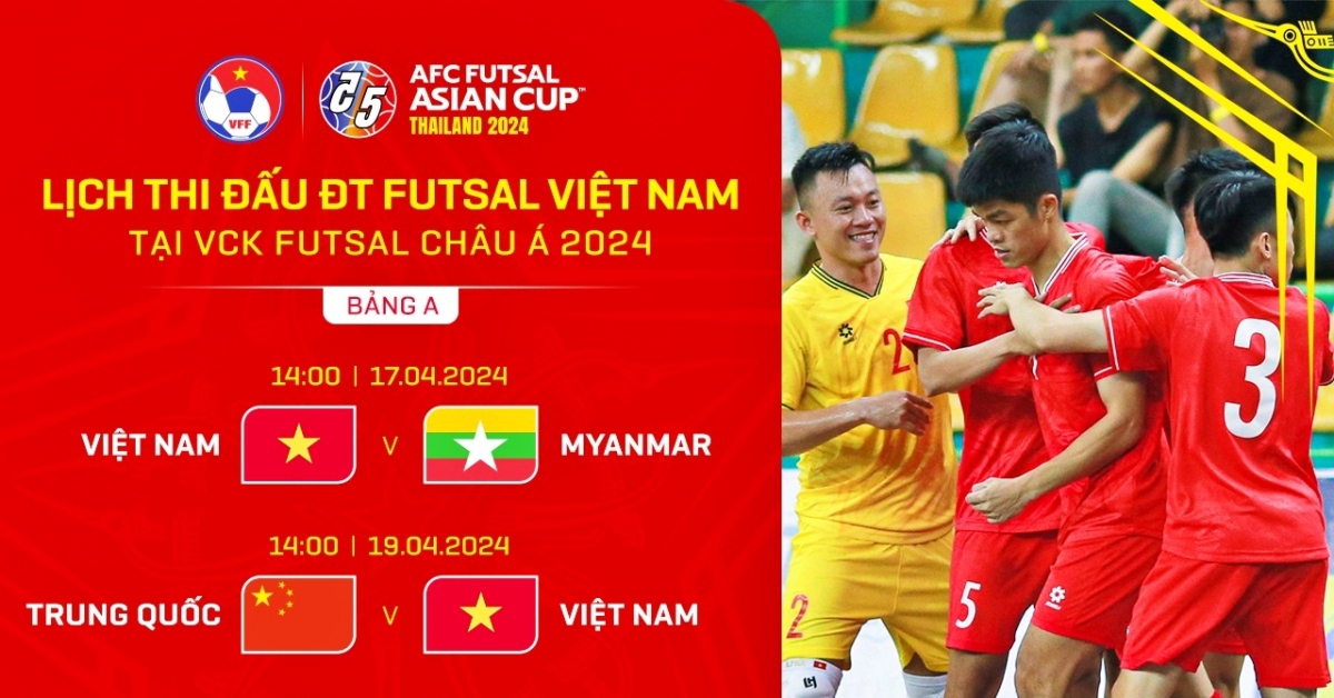 Lịch thi đấu đầy đủ ĐT Futsal Việt Nam tại Futsal châu Á 2024