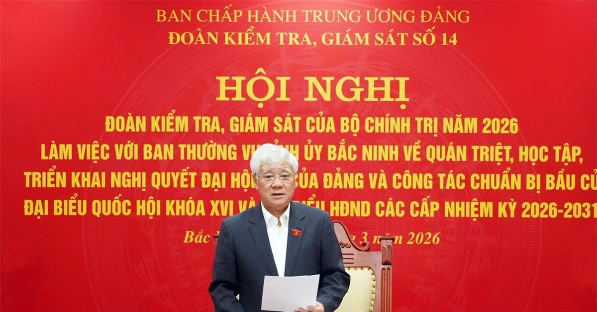 Đoàn kiểm tra của Bộ Chính trị làm việc với Ban Thường vụ Tỉnh ủy Bắc Ninh