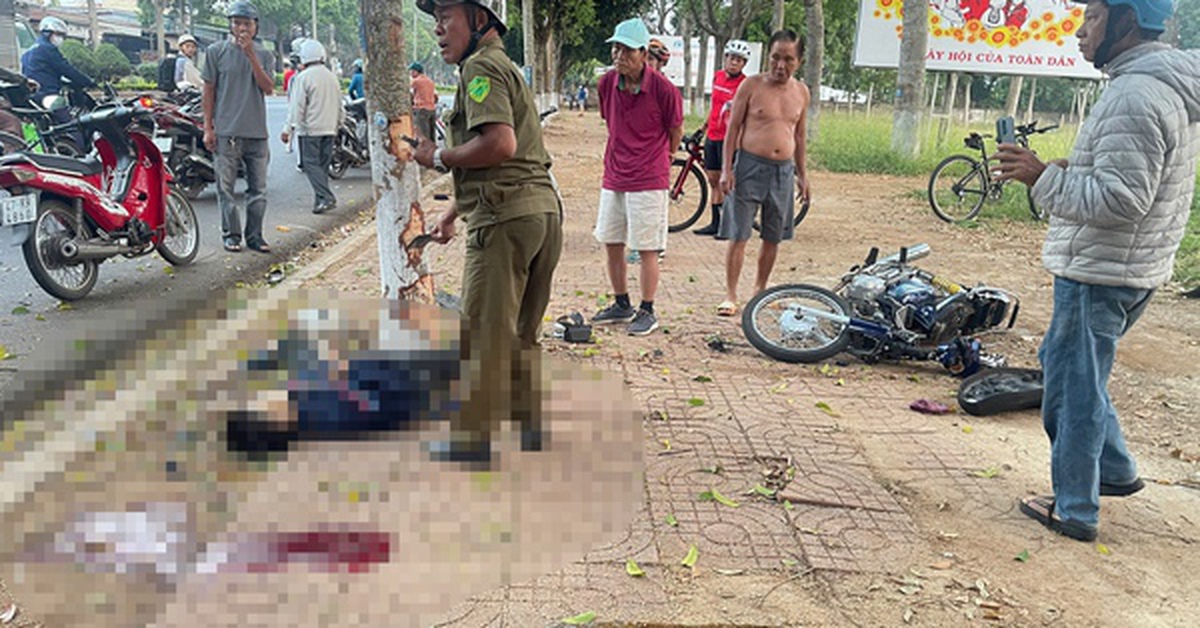 Xe máy chở 3 tông vào gốc cây, 2 thiếu niên tử vong