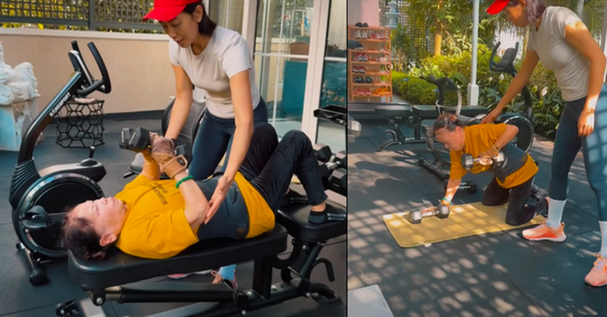 Nữ nghệ sĩ Việt đình đám một thời "ép" mẹ chồng tập thể thao, nâng tạ ở tuổi 81, kết quả không ngờ