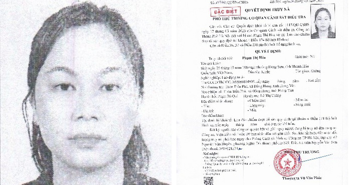 Quyết định truy nã Phạm Thị Hóa SN 1989