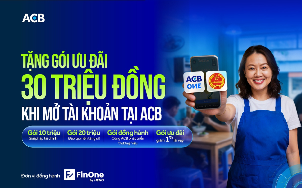ACB chơi lớn tung gói ưu đãi khủng 30 triệu cho hộ kinh doanh