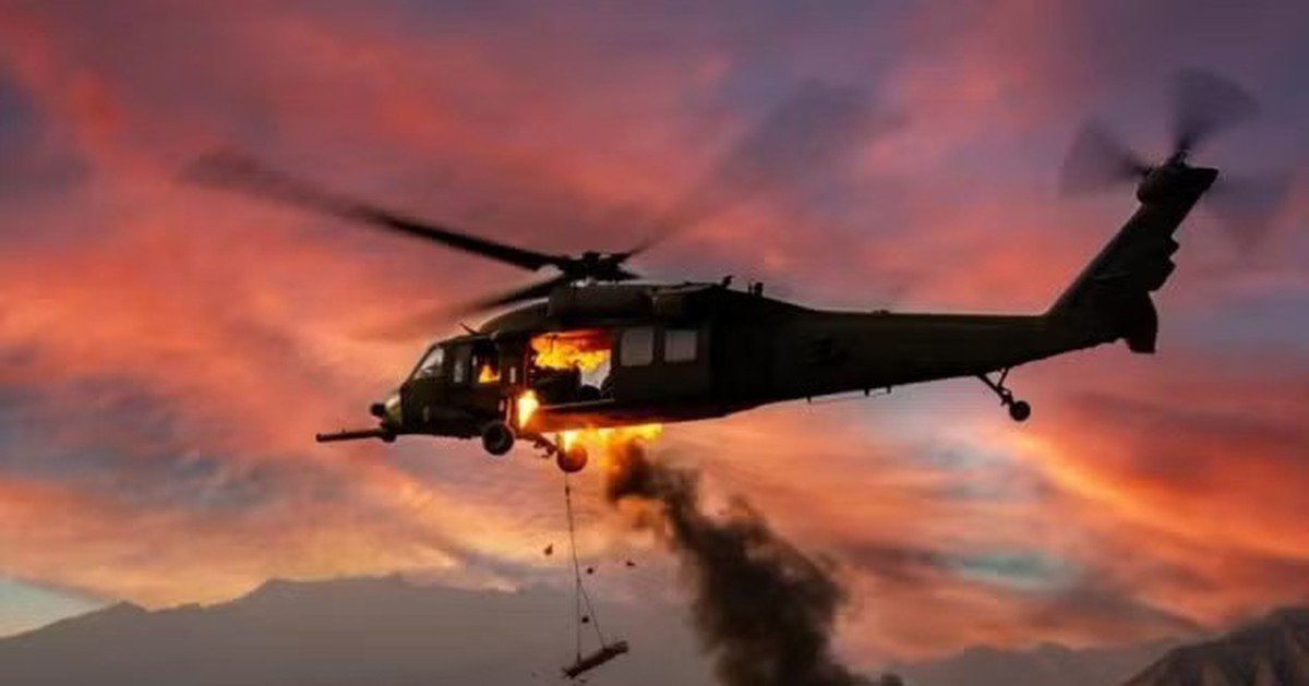 Trực thăng Black Hawk của Mỹ trúng đòn tấn công, bốc cháy dữ dội
