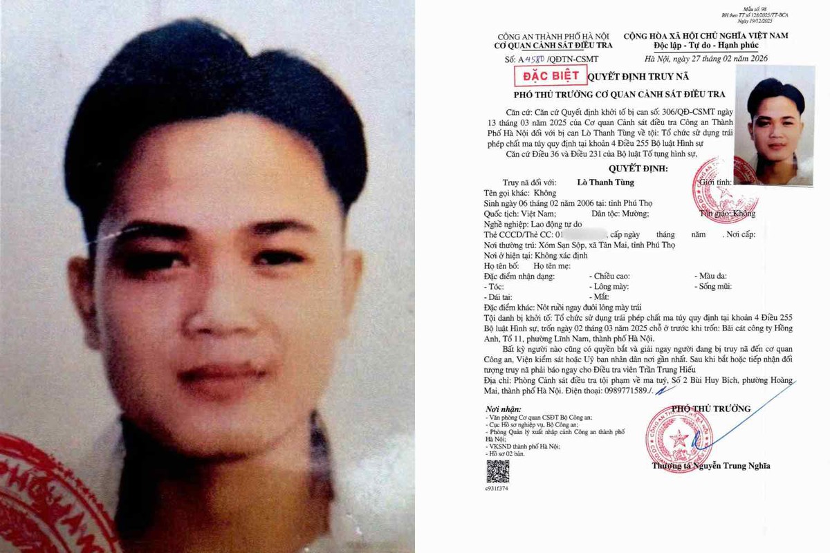 Truy nã đặc biệt Lò Thanh Tùng sinh năm 2006