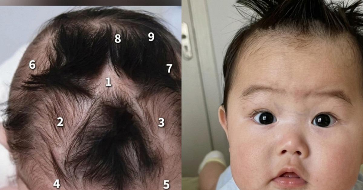 Em bé gây chú ý vì có tới 9 xoáy tóc trên đầu: Liệu có điều gì đặc biệt liên quan đến não bộ của bé?