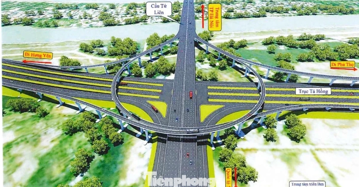 Cận cảnh thiết kế nút giao "hoa thị" kết nối cầu Tứ Liên với Đại lộ sông Hồng