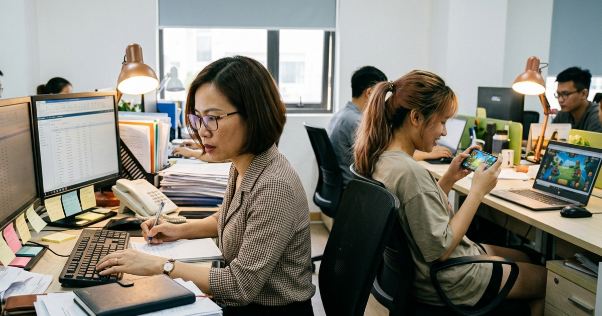 Đồng nghiệp gen Z vừa than "bị dí deadline’ vừa miệt mài xem TikTok