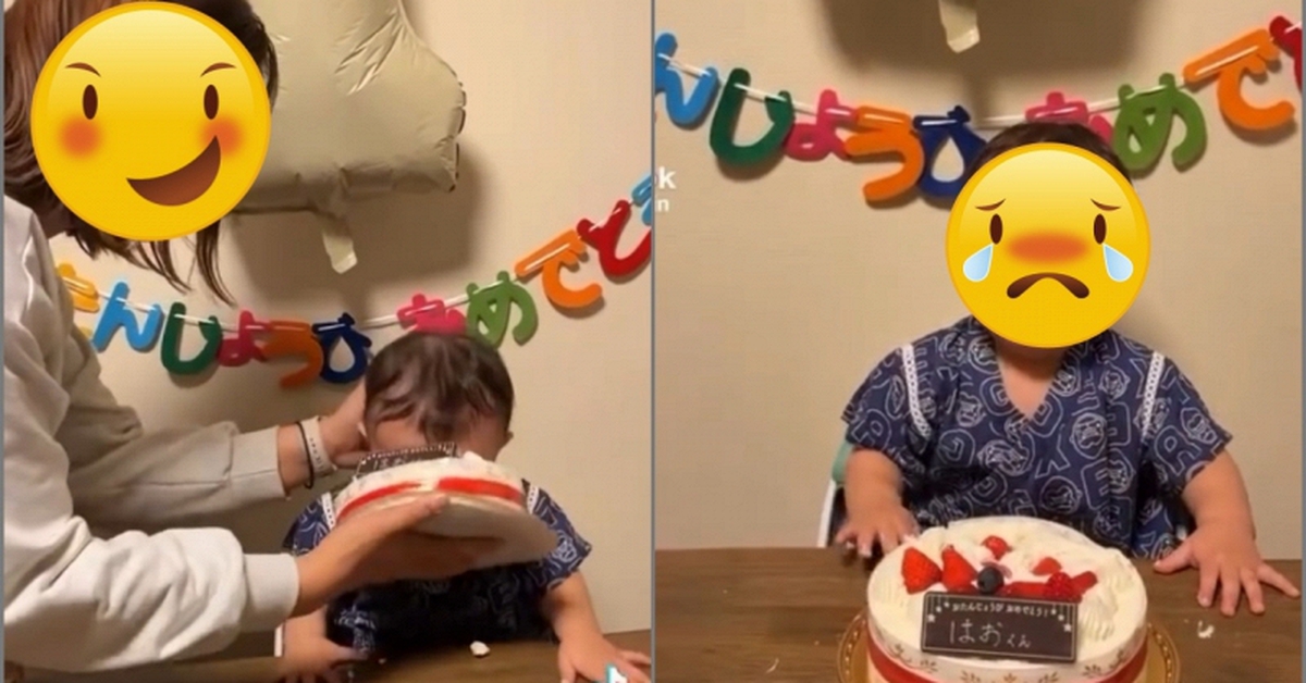 Mẹ Nhật gây tranh cãi khi ấn đầu con vào bánh kem trong tiệc sinh nhật khiến cậu bé hoảng hốt rồi khóc thét