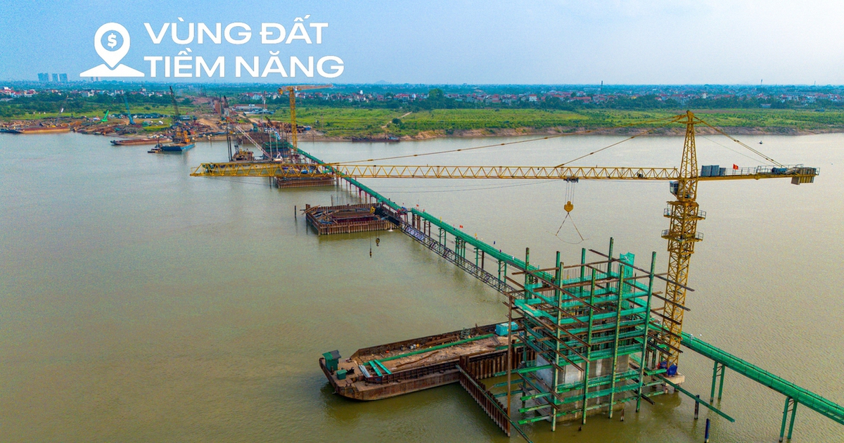 Ngắm cầu gần 10.000 tỷ xây nhanh bậc nhất Hà Nội, dự kiến hoàn thành trong chưa đầy 2 năm, kết nối đại đô thị của Vinhomes và Sun Group