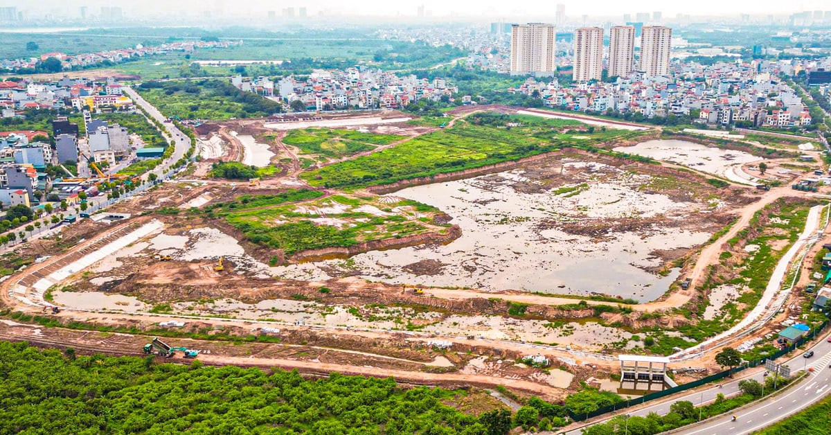 Cận cảnh hồ điều hòa hơn 30 ha đang thành hình ở cửa ngõ phía Đông Hà Nội