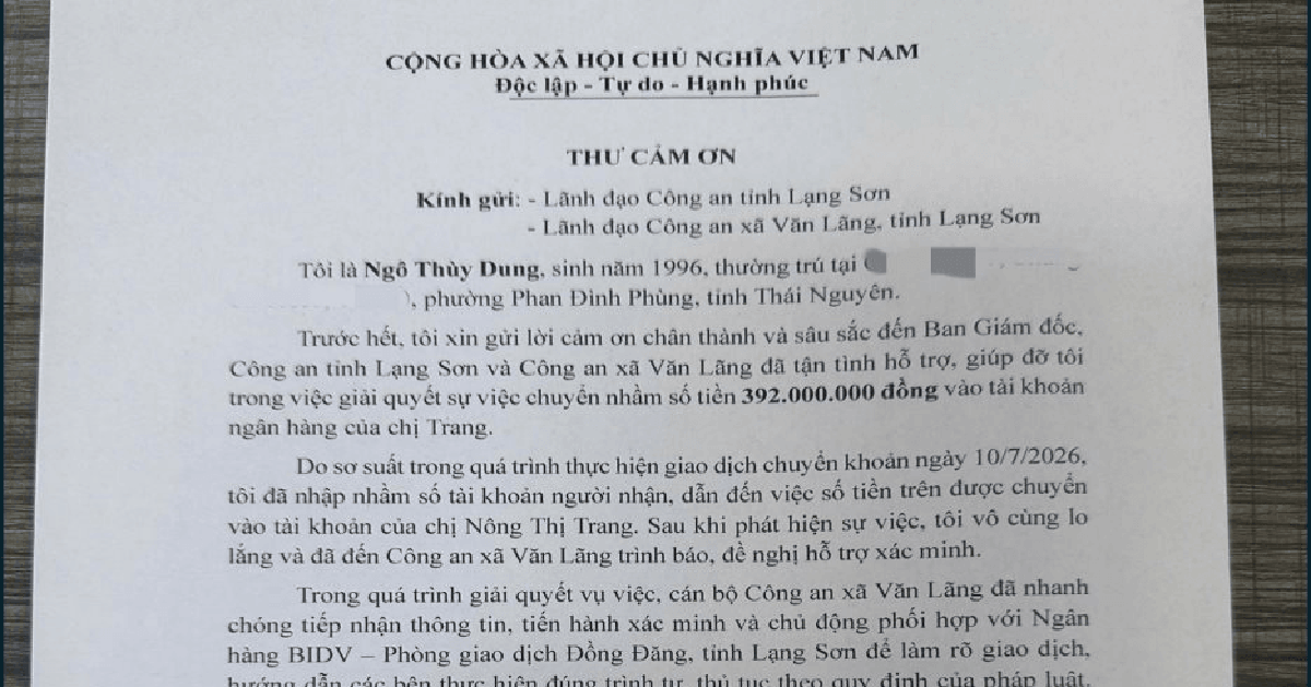 Phát hiện giao dịch chuyển khoản 392 triệu đồng đến tài khoản của Nông Thị Trang SN 1994, công an lập tức vào cuộc điều tra