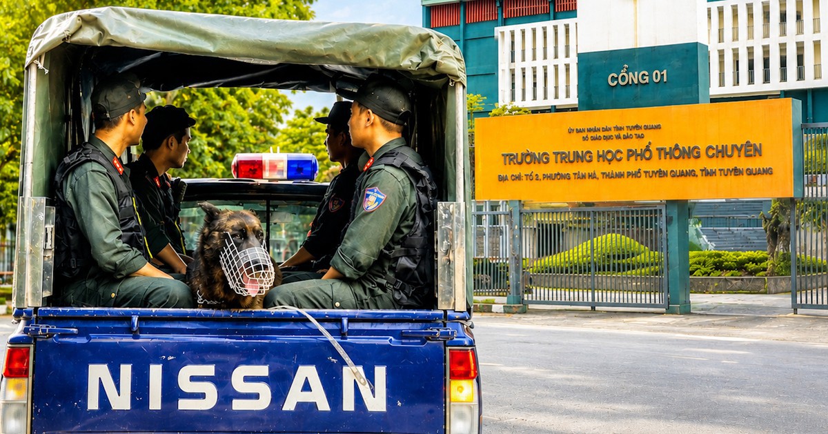 Huy động cảnh khuyển tuần tra an ninh tại điểm thi lại ở Tuyên Quang