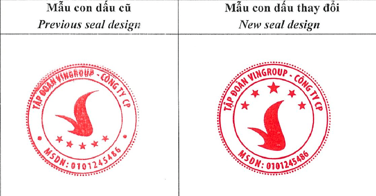 Từ hôm nay, Vingroup chính thức có mẫu con dấu mới