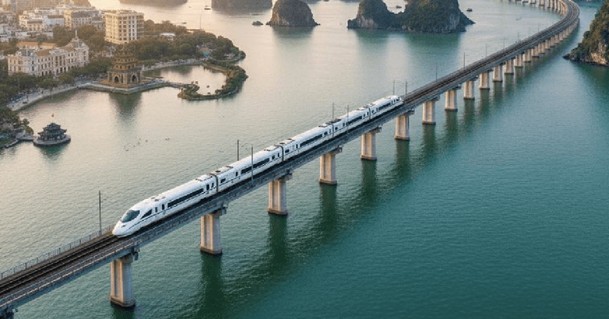 Không chỉ làm siêu đường sắt tốc độ 350km/h, tỷ phú Phạm Nhật Vượng còn cho xây 9 cầu vượt sông, 11 cầu cạn, dự kiến 2028 người Việt đi từ VEC tới Hạ Long chỉ mất 23 phút