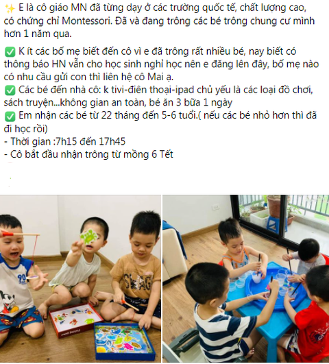 Trẻ nghỉ dịch, bố mẹ xách con tìm tận nhà cô giáo nhờ trông hộ - Ảnh 2. Trẻ nghỉ dịch, bố mẹ xách con tìm tận nhà cô giáo nhờ trông hộ - Ảnh 2.