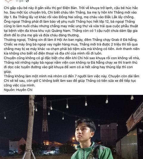 Nửa đêm gặp tai nạn, thanh niên nhà nghèo chạy xe ôm công nghệ được người lạ giúp đỡ - Ảnh 1. Nửa đêm gặp tai nạn, thanh niên nhà nghèo chạy xe ôm công nghệ được người lạ giúp đỡ - Ảnh 1.
