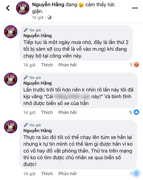 Chị ruột Hoà Minzy bức xúc đăng đàn tố cáo vì bị 1 kẻ lạ sàm sỡ khi đang chạy bộ- Ảnh 2. Chị ruột Hoà Minzy bức xúc đăng đàn tố cáo vì bị 1 kẻ lạ sàm sỡ khi đang chạy bộ- Ảnh 2.