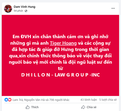 Đàm Vĩnh Hưng thông báo về thay đổi mới nhất trong vụ kiện tỷ phú người Mỹ - Ảnh 1. Đàm Vĩnh Hưng thông báo về thay đổi mới nhất trong vụ kiện tỷ phú người Mỹ - Ảnh 1.