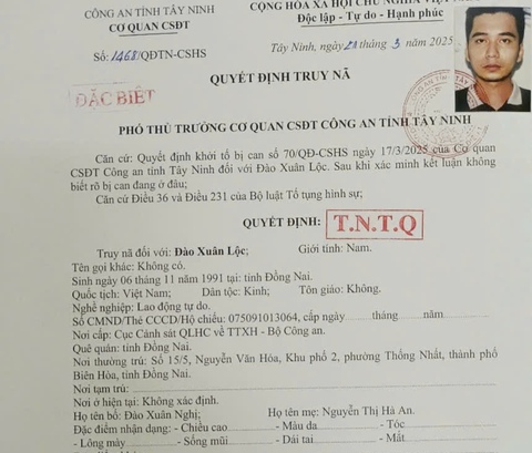 Phát lệnh truy nã đặc biệt Đào Xuân Lộc và 2 đồng phạm - Ảnh 2. Phát lệnh truy nã đặc biệt Đào Xuân Lộc và 2 đồng phạm - Ảnh 2.