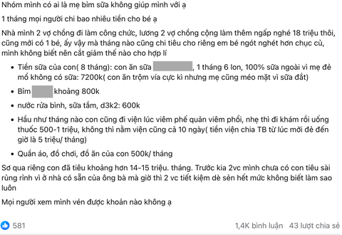 Tiền sữa hàng tháng cho con "bóp nát" ngân sách chi tiêu của đôi vợ chồng lương 18 triệu - Ảnh 1. Tiền sữa hàng tháng cho con "bóp nát" ngân sách chi tiêu của đôi vợ chồng lương 18 triệu - Ảnh 1.