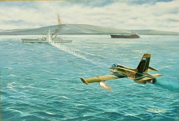 Máy bay A-4 Skyhawk tấn công tầu chiến của Anh
            