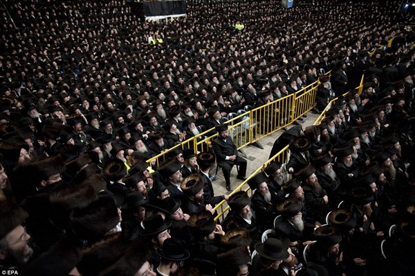 Crowded: Thousands wanted to witness the wedding of Shalom Rokeach who will become the next leader of one of the largest Hasidic communities in Israel 