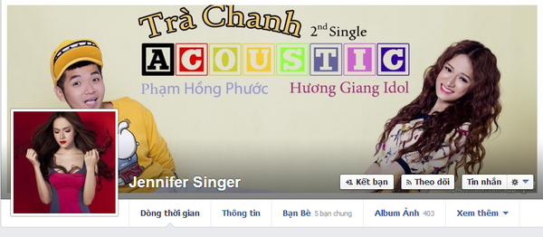 
	Facebook của Hương Giang nhận được rất nhiều sự quan tâm của người hâm mộ