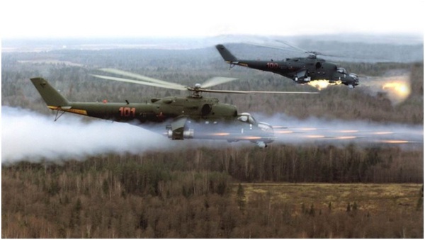 Mi-24 trong một cuộc tập trận của Không quân Liên bang Nga.